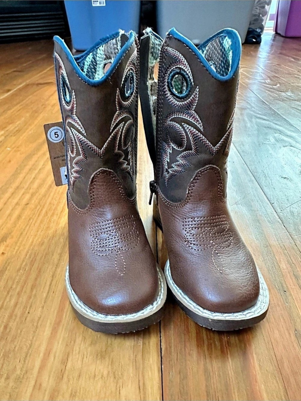 DBL Barrel Western Boots in Brown & Blue